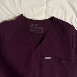 FIGS Burgundy Scrub Top